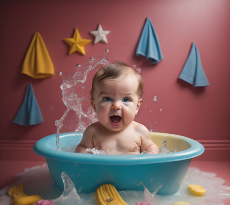 Baby Bathing in BathTub